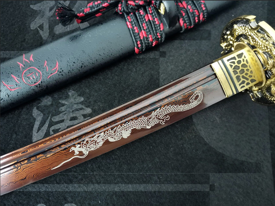 Katana Dragon Kaoru – 2048 Damascus Steel Red Blade